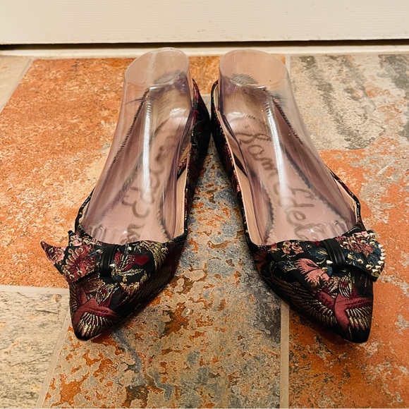 🐦‍🔥RARE!  Sam Edelman Satin Embroidered Decorative Spikes, Birds/Floral Flats. - Picture 9 of 15